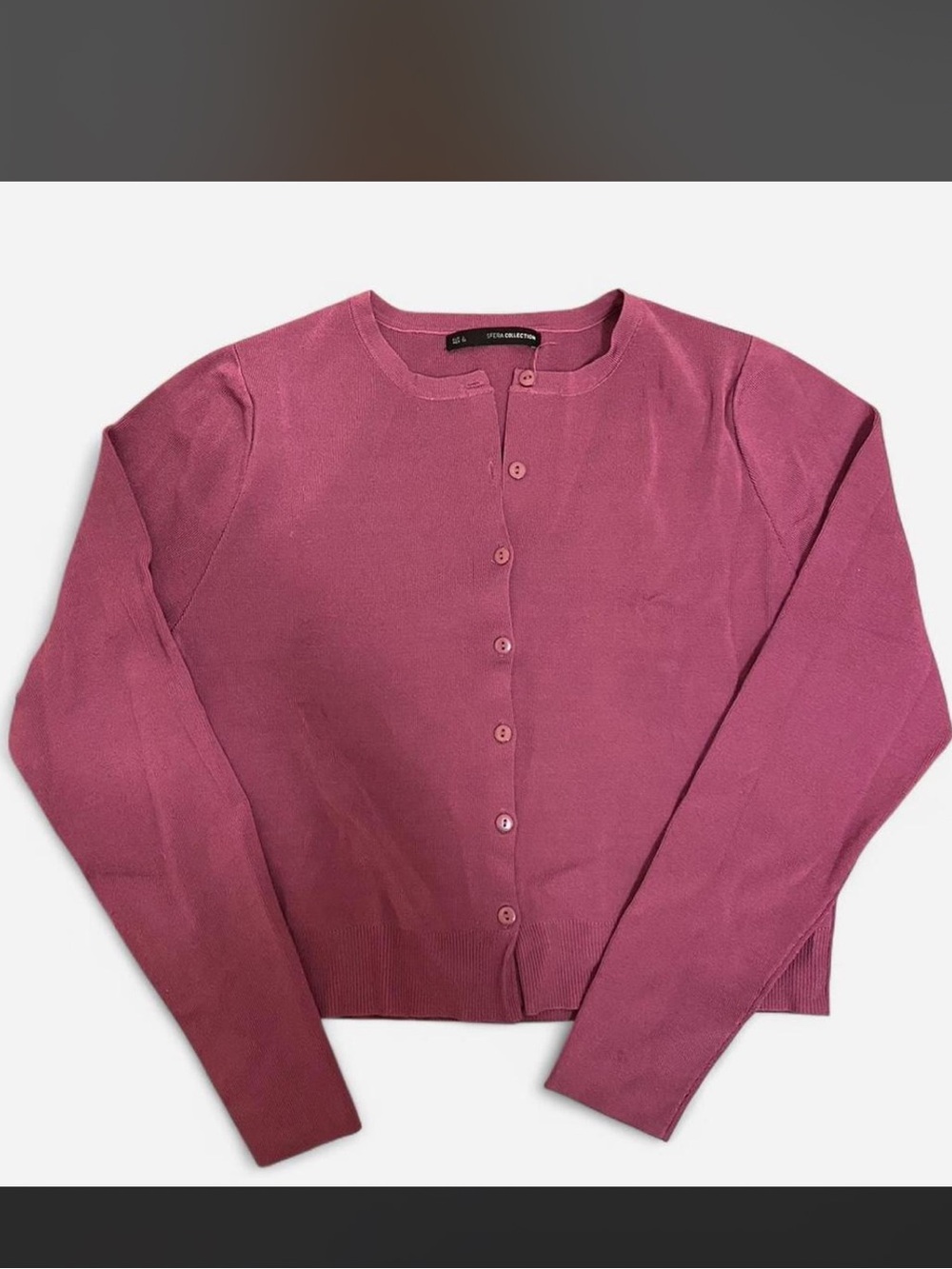 Sfera Pink/Magenta Crewneck Cardigan Sweater
